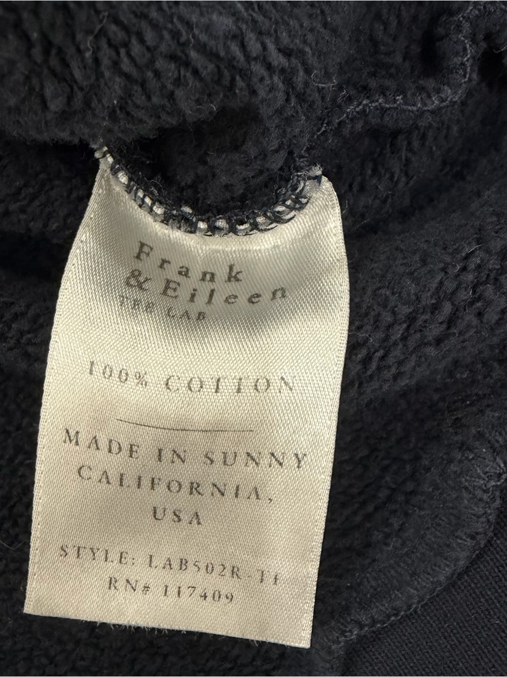 Frank & Eileen Navy Hoodie with Kangaroo Pocket - Picture 5 of 6